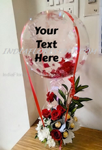 Load image into Gallery viewer, WRITE NAME ON BALLOON Birthday OR Anniversary OR Congratulations on balloon and flowers with print your own text variant C-BFST
