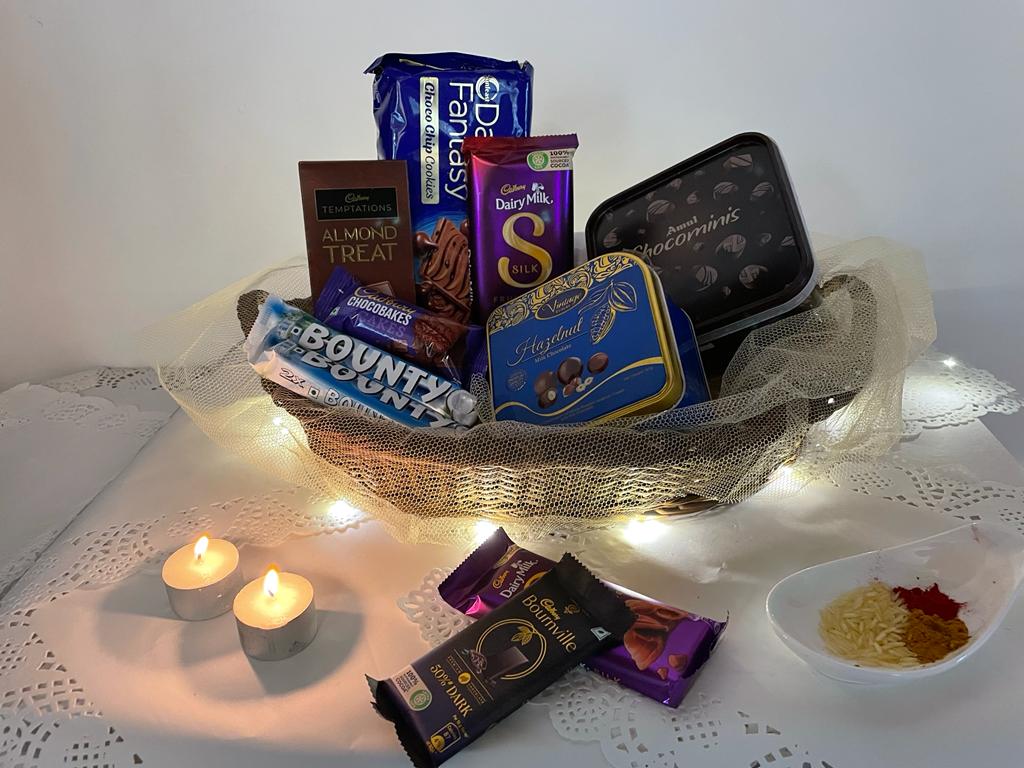 Basket of Chocolates Gift Basket for Diwali - Same day Delivery - Best Seller Gift Hamper C-GBF