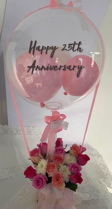 Gift balloons for Anniversary bouquet with roses-Balloon Hamper C-BFST