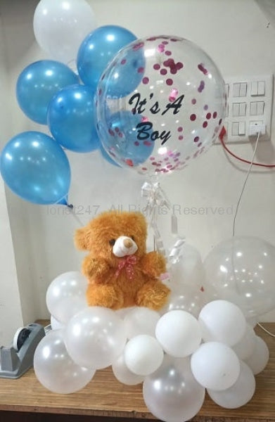 Clear balloons with confetti personalised Its a boy or girl Balloons party decorations same day delivery C-TBB