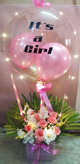 Lavish Pink Balloon Bouquet: New Born/Girl Balloon Bouquet gifts delivery for same day C-BFST