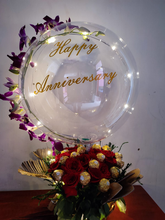 Load image into Gallery viewer, Personalised printed balloons Chocolates and Transparent balloons for Anniversary with message text printed C-BFCHST
