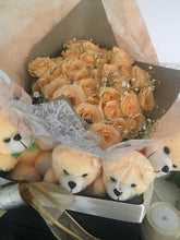 Load image into Gallery viewer, Birthday flowers in a box bouquet with Teddy 6 inches each Same day delivered for Valentine&#39;s day C-TF
